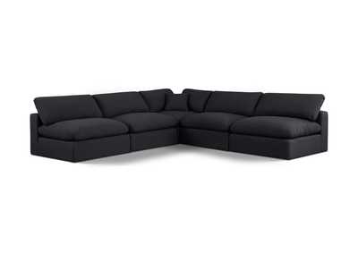 Image for Comfy Black Linen Textured Fabric Modular Sectional