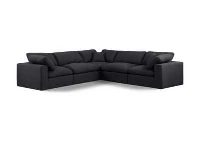 Image for Comfy Black Linen Textured Fabric Modular Sectional