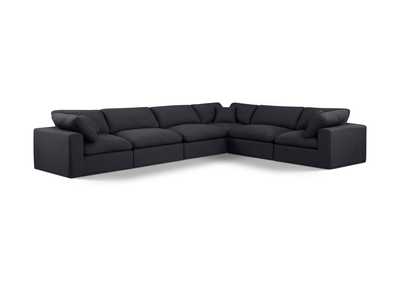 Image for Comfy Black Linen Textured Fabric Modular Sectional