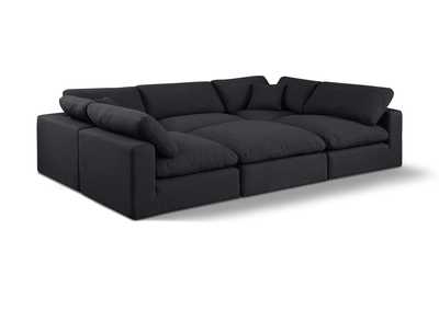 Image for Comfy Black Linen Textured Fabric Modular Sectional