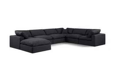 Image for Comfy Black Linen Textured Fabric Modular Sectional