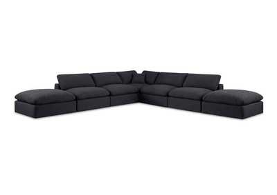 Image for Comfy Black Linen Textured Fabric Modular Sectional