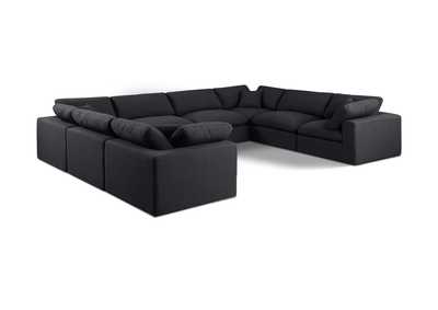 Image for Comfy Black Linen Textured Fabric Modular Sectional
