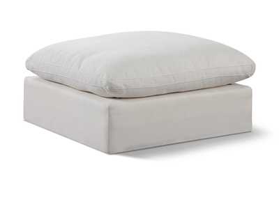 Image for Comfy Cream Linen Textured Fabric Modular Ottoman