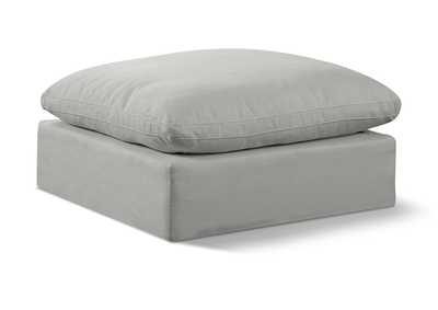 Image for Comfy Grey Linen Textured Fabric Modular Ottoman