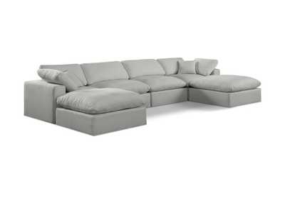 Image for Comfy Grey Linen Textured Fabric Modular Sectional