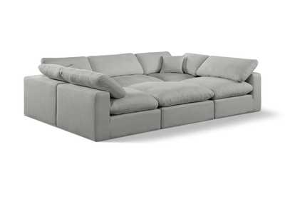 Image for Comfy Grey Linen Textured Fabric Modular Sectional