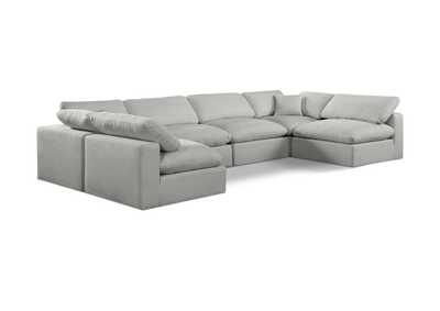Image for Comfy Grey Linen Textured Fabric Modular Sectional