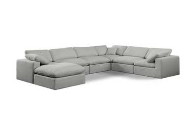 Image for Comfy Grey Linen Textured Fabric Modular Sectional