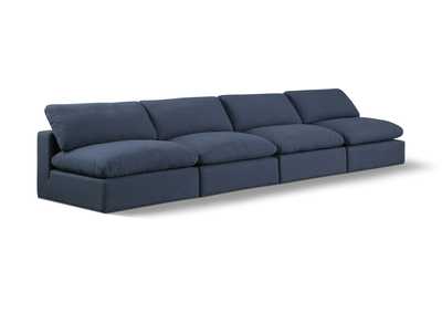 Image for Comfy Navy Linen Textured Fabric Modular Sofa