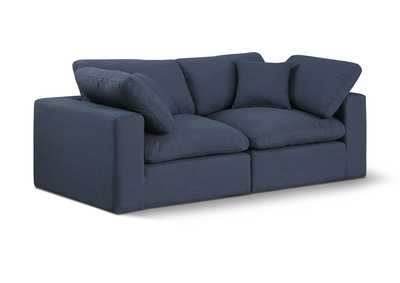 Image for Comfy Navy Linen Textured Fabric Modular Sofa