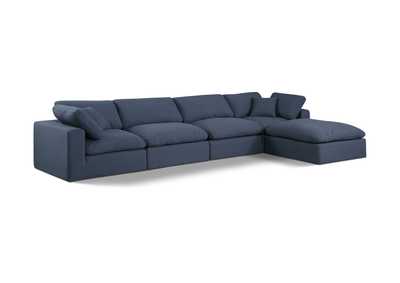 Image for Comfy Navy Linen Textured Fabric Modular Sectional