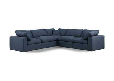 Image for Comfy Navy Linen Textured Fabric Modular Sectional