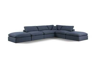 Image for Comfy Navy Linen Textured Fabric Modular Sectional