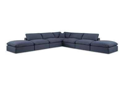 Image for Comfy Navy Linen Textured Fabric Modular Sectional