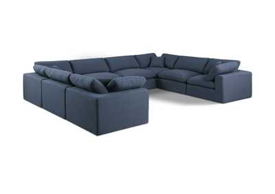 Image for Comfy Navy Linen Textured Fabric Modular Sectional