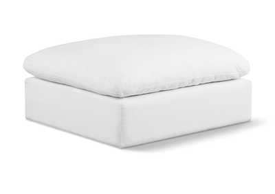 Image for Comfy White Linen Textured Fabric Modular Ottoman