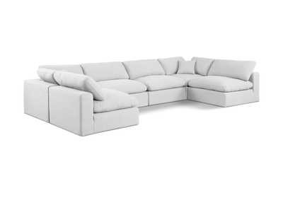 Image for Comfy White Linen Textured Fabric Modular Sectional