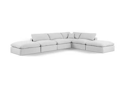 Image for Comfy White Linen Textured Fabric Modular Sectional
