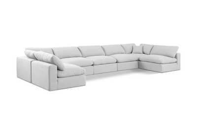 Image for Comfy White Linen Textured Fabric Modular Sectional