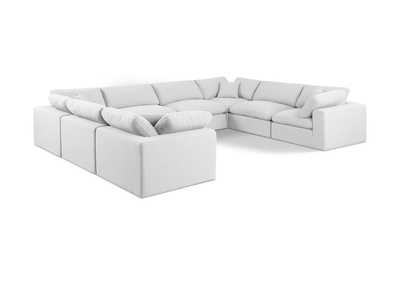 Image for Comfy White Linen Textured Fabric Modular Sectional