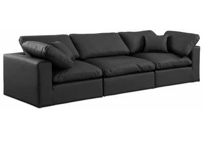 Image for Comfy Black Faux Leather Modular Sofa