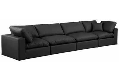 Image for Comfy Black Faux Leather Modular Sofa