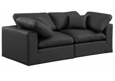 Image for Comfy Black Faux Leather Modular Sofa