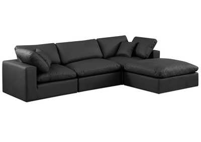 Image for Comfy Black Faux Leather Modular Sectional