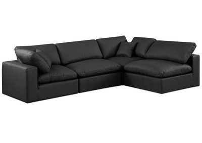 Image for Comfy Black Faux Leather Modular Sectional