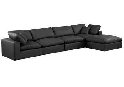 Image for Comfy Black Faux Leather Modular Sectional