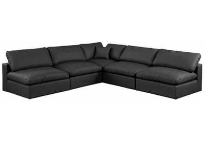 Image for Comfy Black Faux Leather Modular Sectional