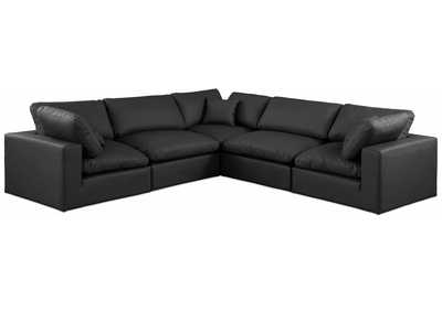 Image for Comfy Black Faux Leather Modular Sectional