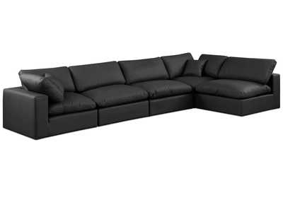 Image for Comfy Black Faux Leather Modular Sectional
