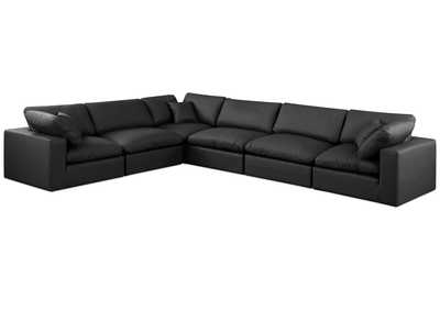 Image for Comfy Black Faux Leather Modular Sectional
