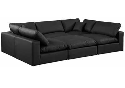 Image for Comfy Black Faux Leather Modular Sectional
