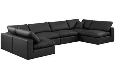 Image for Comfy Black Faux Leather Modular Sectional
