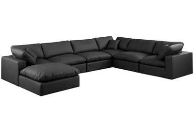 Image for Comfy Black Faux Leather Modular Sectional
