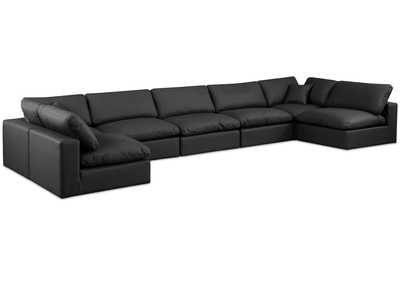 Image for Comfy Black Faux Leather Modular Sectional