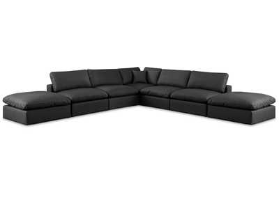 Image for Comfy Black Faux Leather Modular Sectional