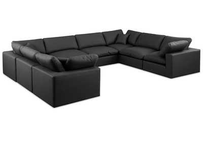 Image for Comfy Black Faux Leather Modular Sectional