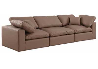 Image for Comfy Brown Faux Leather Modular Sofa