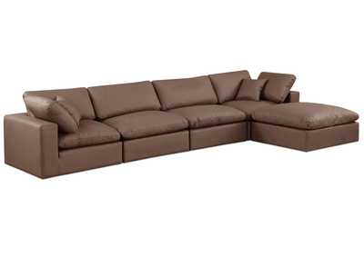 Image for Comfy Brown Faux Leather Modular Sectional