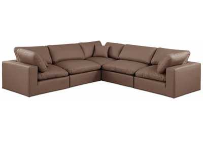 Image for Comfy Brown Faux Leather Modular Sectional