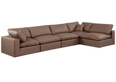 Image for Comfy Brown Faux Leather Modular Sectional