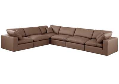 Image for Comfy Brown Faux Leather Modular Sectional