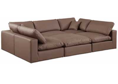 Image for Comfy Brown Faux Leather Modular Sectional