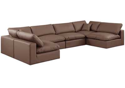 Image for Comfy Brown Faux Leather Modular Sectional