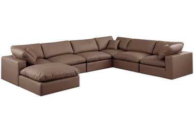 Image for Comfy Brown Faux Leather Modular Sectional