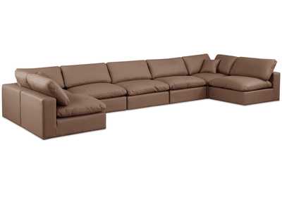 Image for Comfy Brown Faux Leather Modular Sectional
